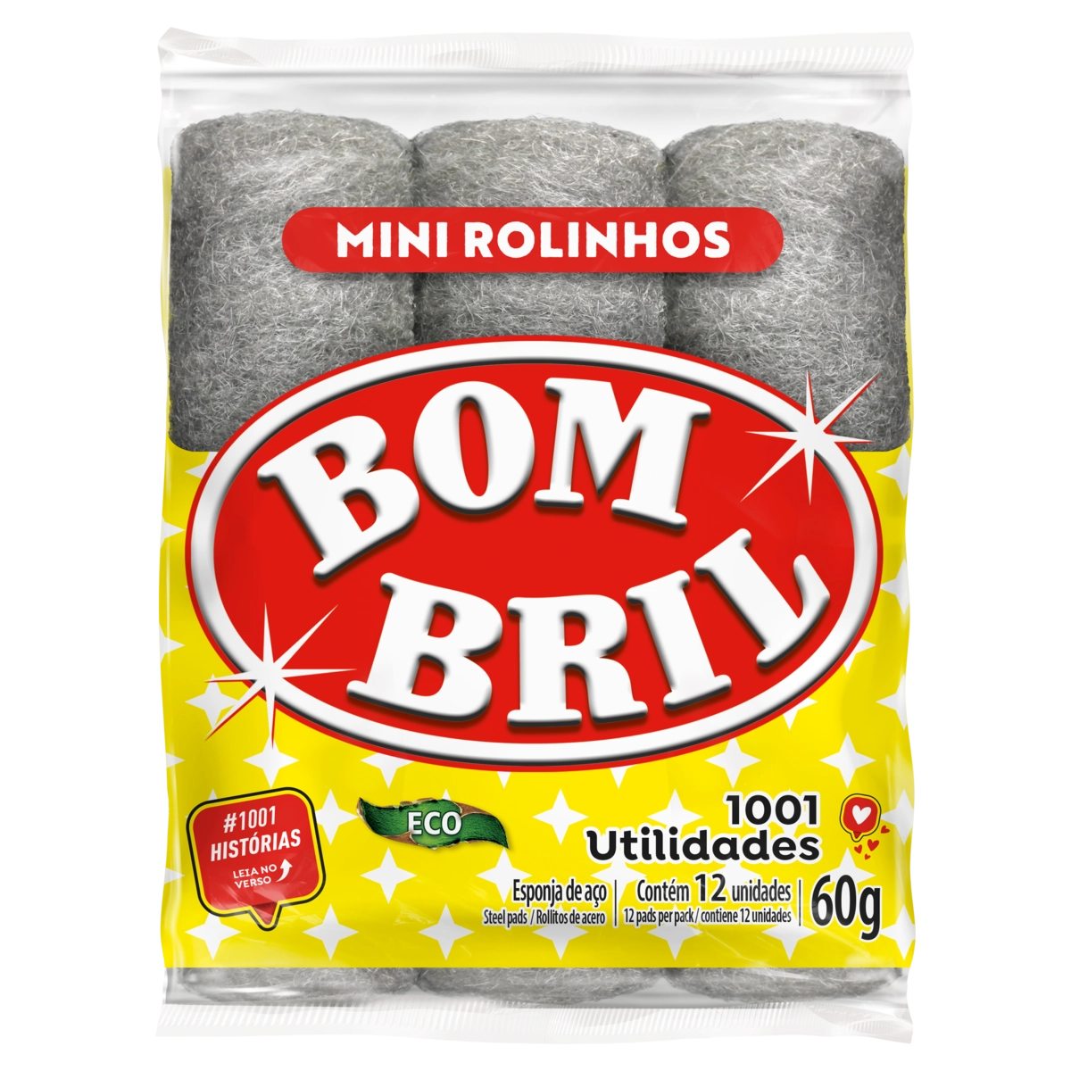 Esponjas De Aço Mini Rolinhos 12 Unidades Bom Bril 60g