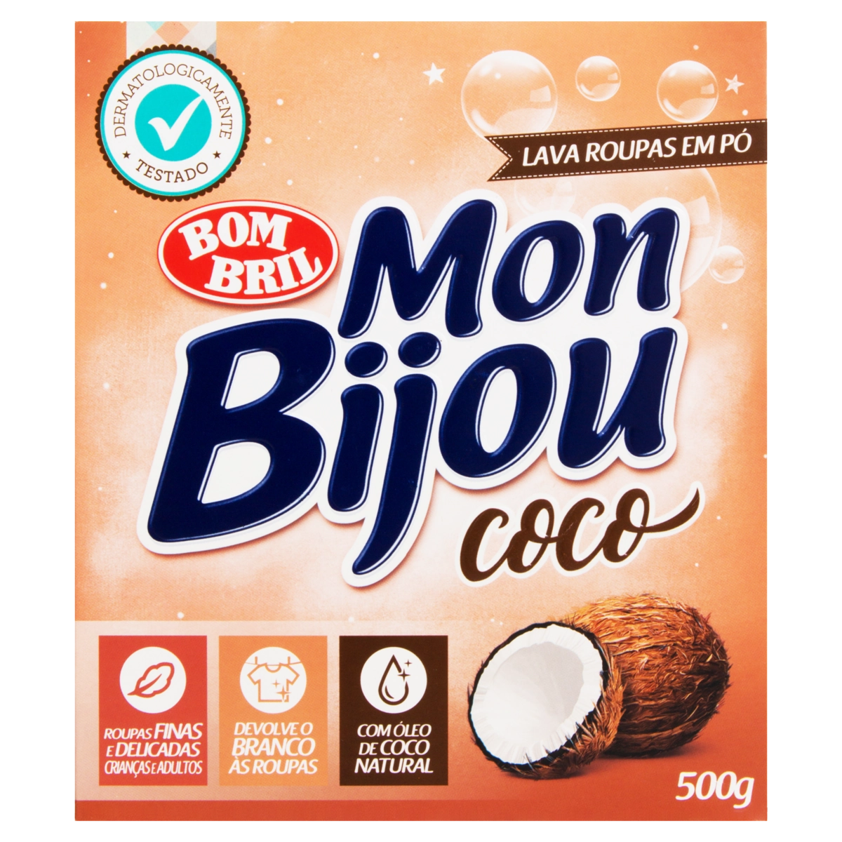 Lava Roupas Pó Coco Mon Bijou Caixa 500g