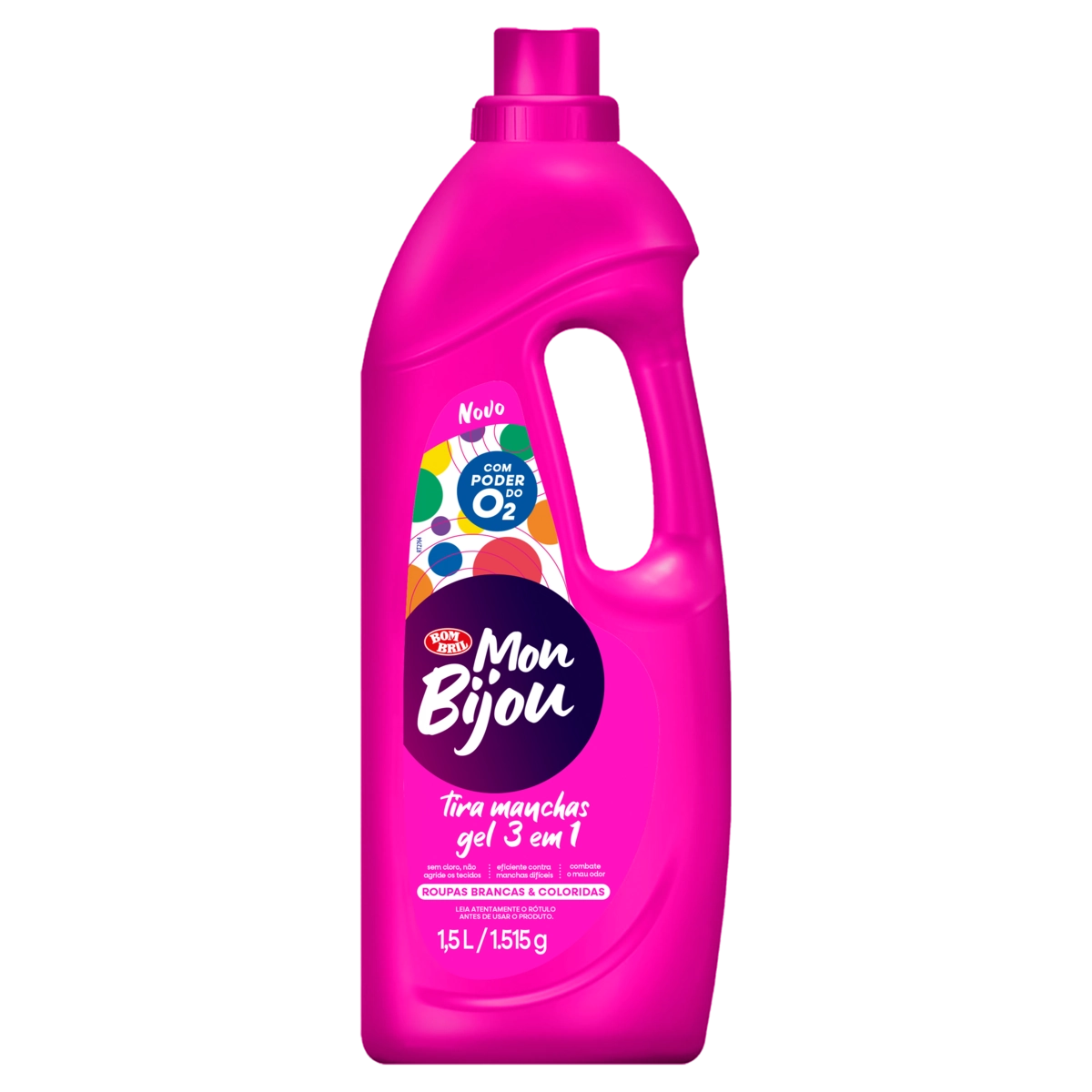 Tira Manchas Gel Roupas Brancas E Coloridas Mon Bijou Frasco 1,5l