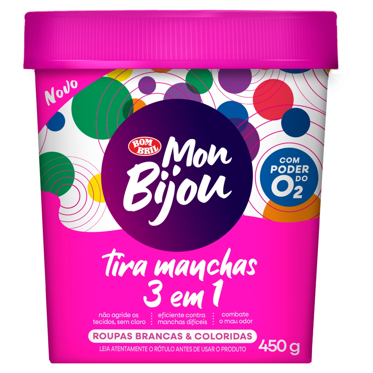 Tira Manchas Pó Roupas Brancas E Coloridas Mon Bijou Pote 450g