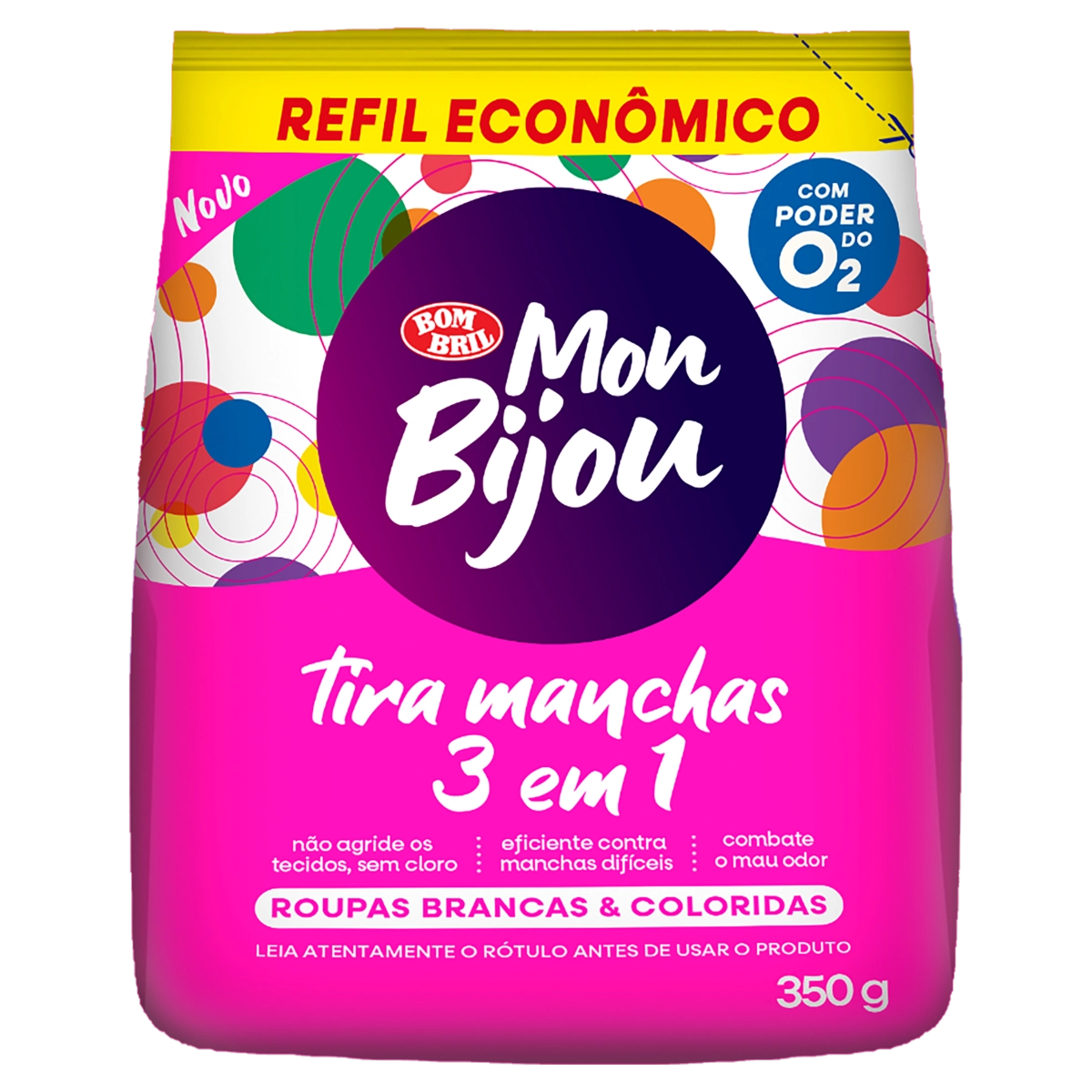 Tira Manchas Pó Roupas Brancas E Coloridas Mon Bijou Pacote 350g Refil Econômico
