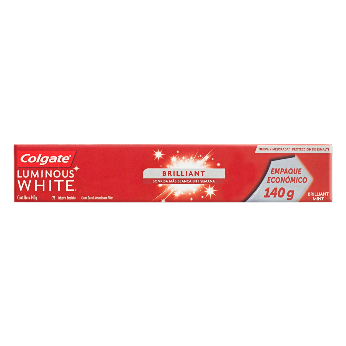Creme Dental Brilliant Mint Colgate Luminous White Caixa 140g Embalagem Econômica