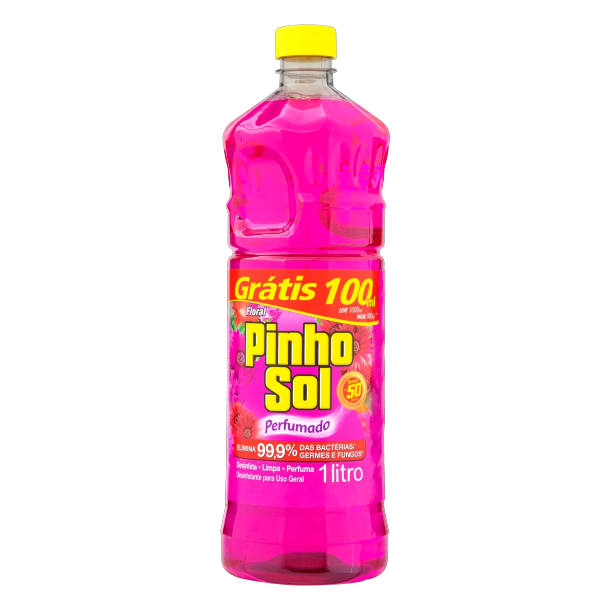 Desinfetante Uso Geral Floral Pinho Sol Frasco Leve 1000ml Pague 900ml
