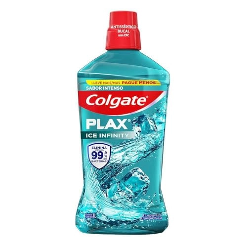 Enxaguante Bucal Zero álcool Ice Infinity Colgate Plax Frasco Leve 1000ml Pague 700ml