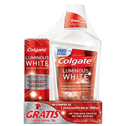 Kit Enxaguante Bucal Brilliant White Luminous White Colgate 500ml Grátis 1 Creme Dental 70g