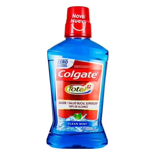 Enxaguante Bucal Antibacteriano Zero álcool Clean Mint Colgate Total 12 Frasco 500ml