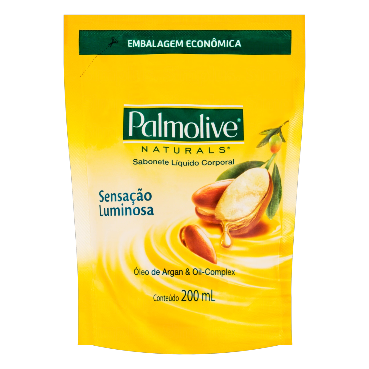Sabonete Líquido Sensação Luminosa Palmolive Naturals Sachê 200ml Refil Embalagem Econômica