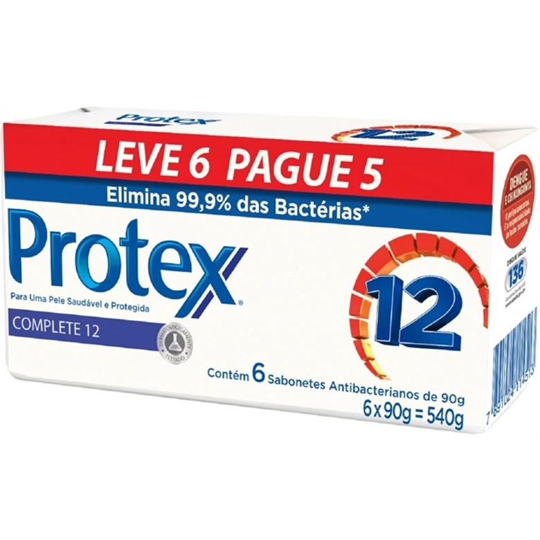 Sabonete Em Barra Bactericida Protex 90g Complete 12 L6p5 Unit