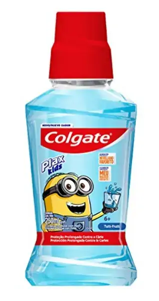 Enxaguante Bucal Zero álcool Tutti Frutti Minions Colgate Plax Kids Frasco 250ml