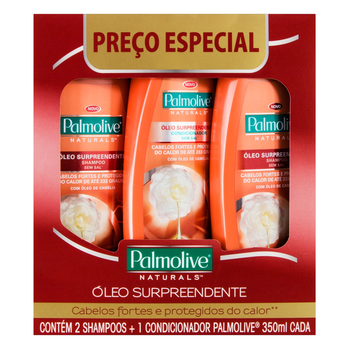 Kit 2 Shampoos 1 Condicionador Palmolive Naturals óleo Surpreendente 350ml Cada
