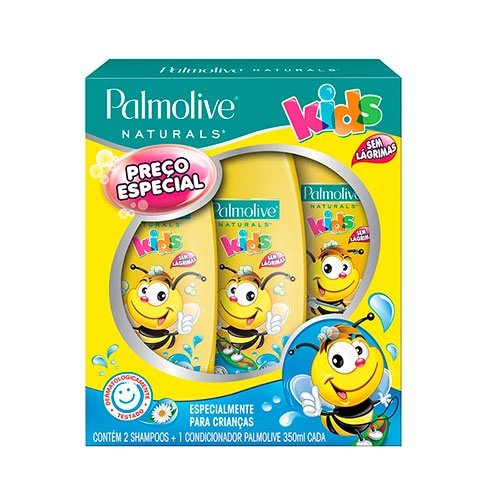 Kit 2 Shampoos 1 Condicionador Camomila Palmolive Naturals Kids 350ml Cada