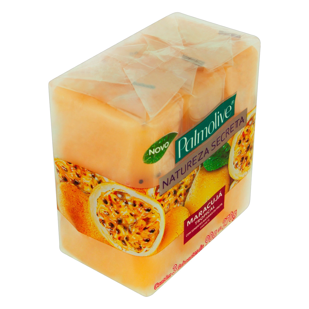 Pack Sabonete Barra Maracujá Tropical Palmolive Natureza Secreta Envoltório 270g 3 Unidades