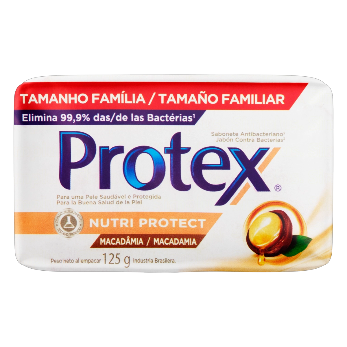 Sabonete Barra Antibacteriano Macadâmia Protex Nutri Protect Envoltório 125g Tamanho Família