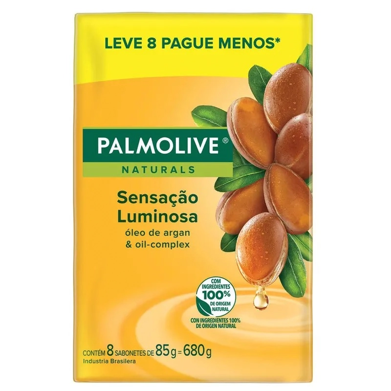 Pack Sabonete Barra Sensação Luminosa Palmolive Naturals Envoltório 680g Leve 8 Pague 7 Unidades