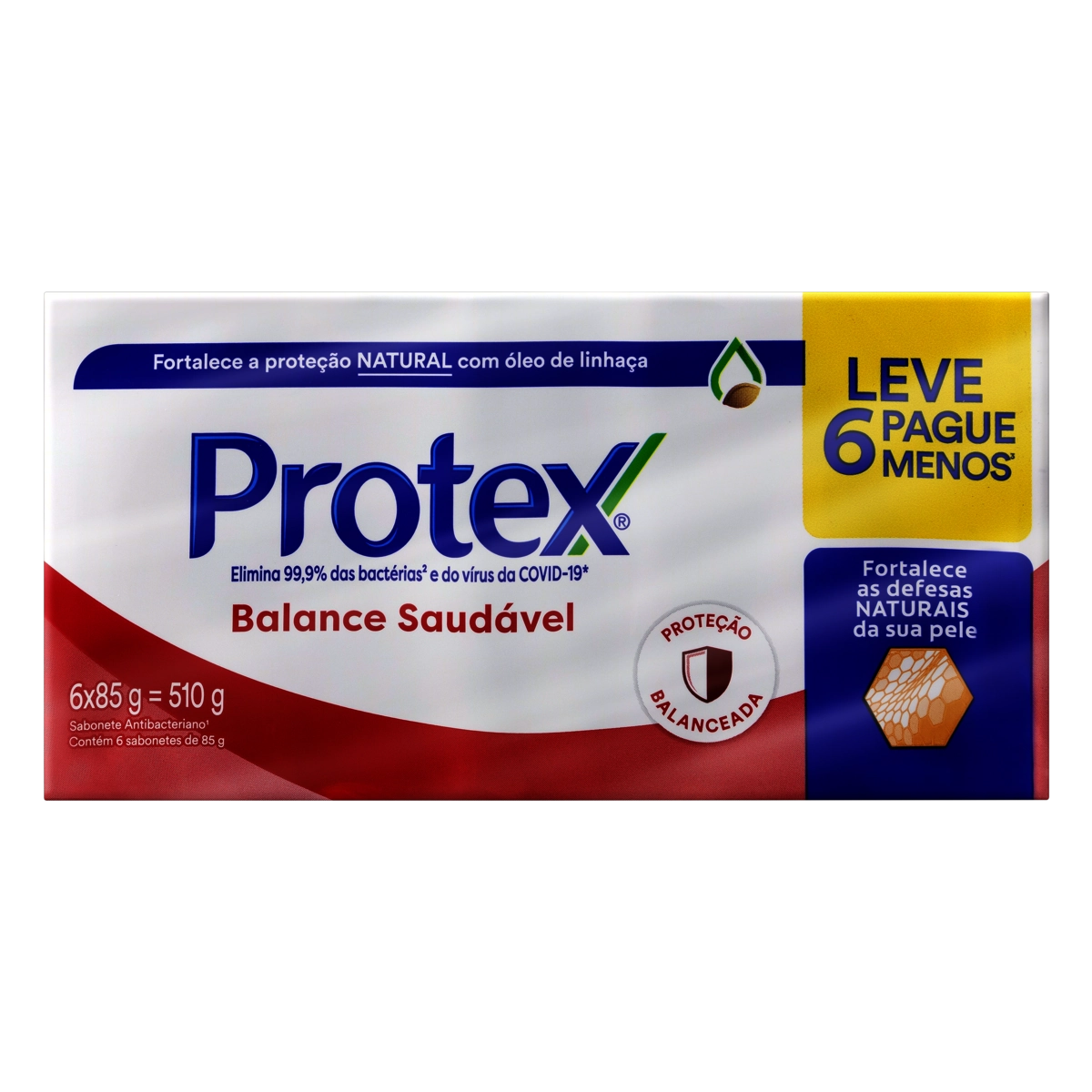 Pack Sabonete Barra Antibacteriano Protex Balance Saudável Envoltório 510g Leve 6 Pague Menos