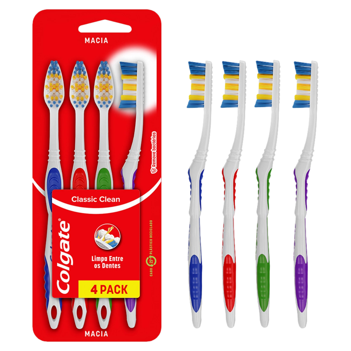 Escova Dental Macia Colgate Classic Clean 4 Unidades