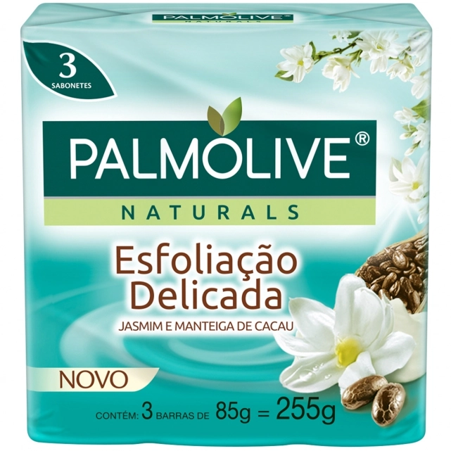 Pack Sabonete Barra Esfoliação Delicada Palmolive Naturals Envoltório 255g 3 Unidades