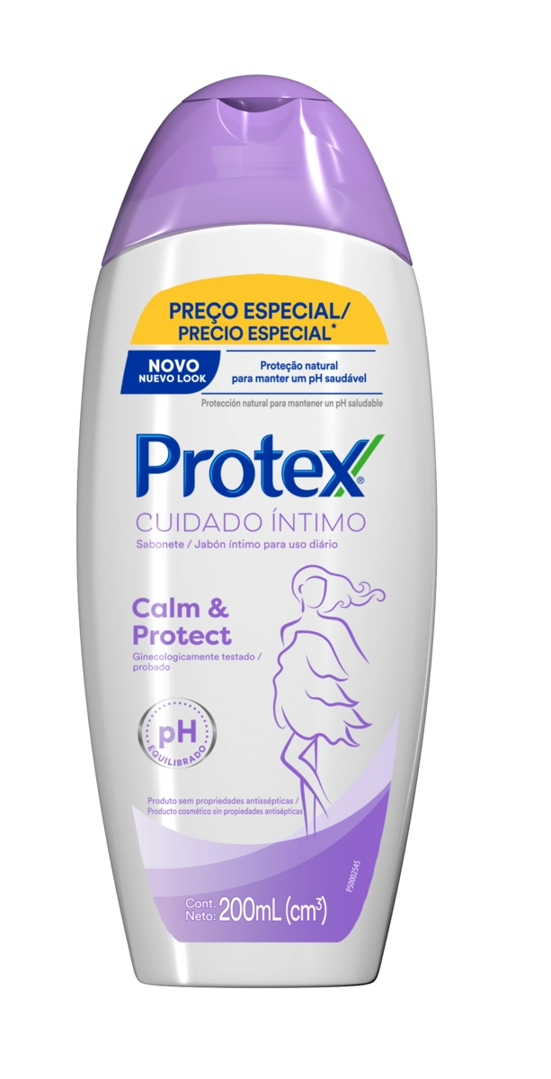Sabonete Líquido íntimo Calm Protect Protex Cuidado íntimo Frasco 200ml Preço Especial