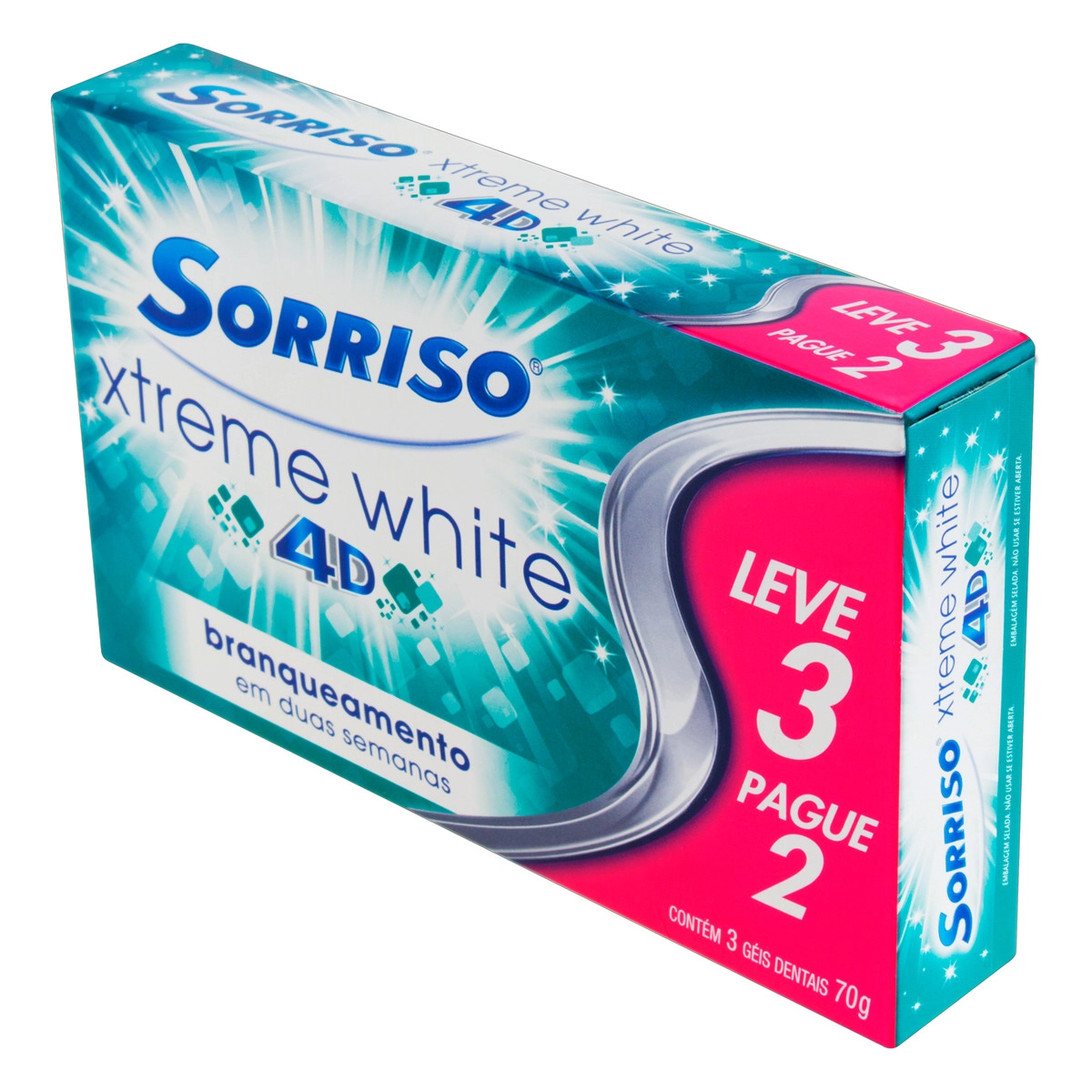Gel Dental Branqueador Sorriso Xtreme White 4d Caixa 70g Cada Leve 3 Pague 2 Unidades