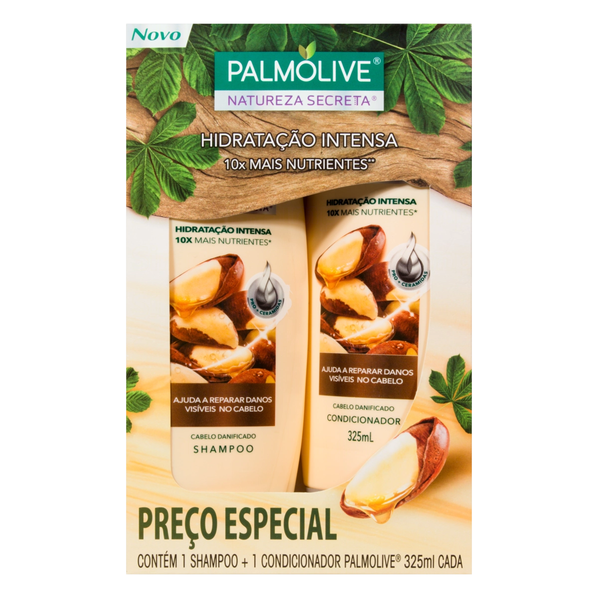 Kit Shampoo Condicionador Palmolive Natureza Secreta Castanha 325ml Cada