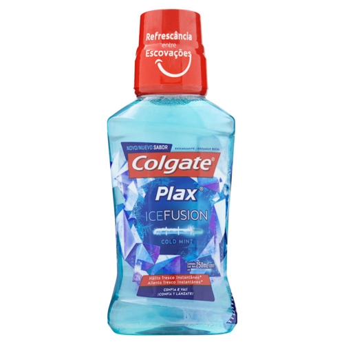 Enxaguante Bucal Zero álcool Cold Mint Colgate Plax Ice Fusion Frasco 250ml