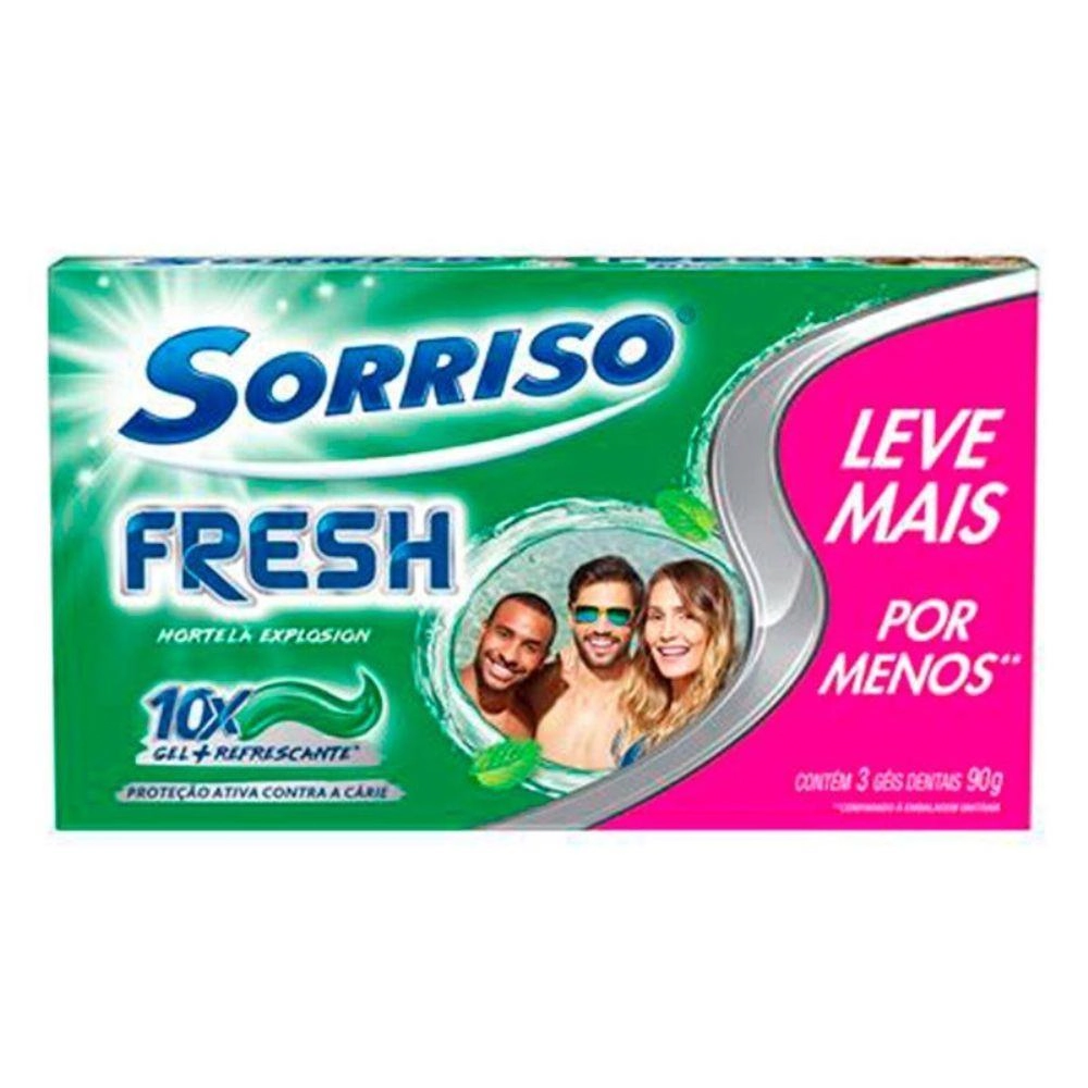 Pack Gel Dental Hortelã Explosion Sorriso Fresh Caixa 3 Unidades 90g Cada Leve Mais Pague Menos