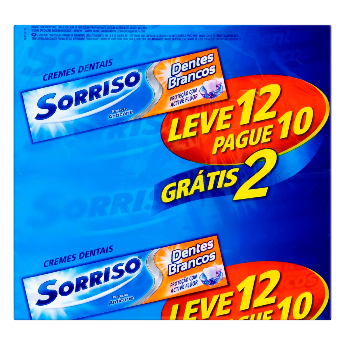 Pack Creme Dental Sorriso Dentes Brancos Caixa Leve 12 Pague 10 Unidades 90g Cada