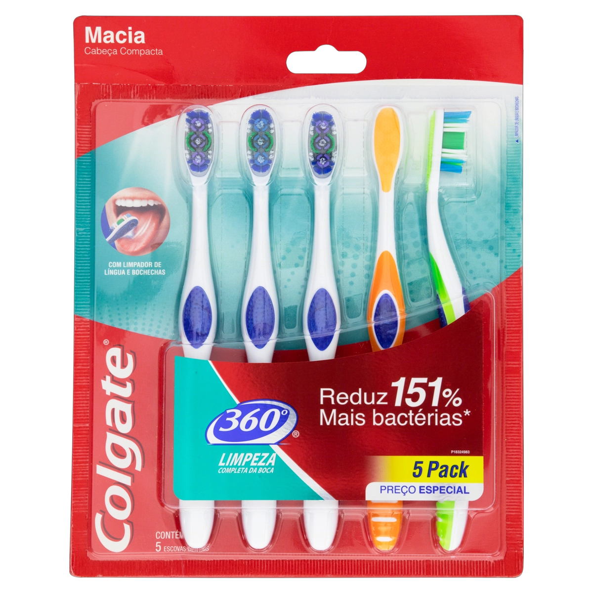 Escova Dental Macia Colgate 360° 5 Unidades