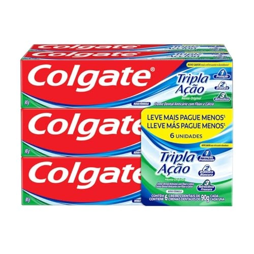 Pack Creme Dental Menta Original Colgate Tripla Ação Caixa 90g Cada 6 Unidades Leve Mais Pague Menos