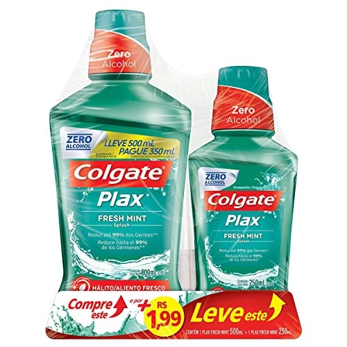 Kit Enxaguante Bucal Anticárie Zero álcool Fresh Mint Leve 500ml Pague 350ml Cold Mint Ice Fusion 25
