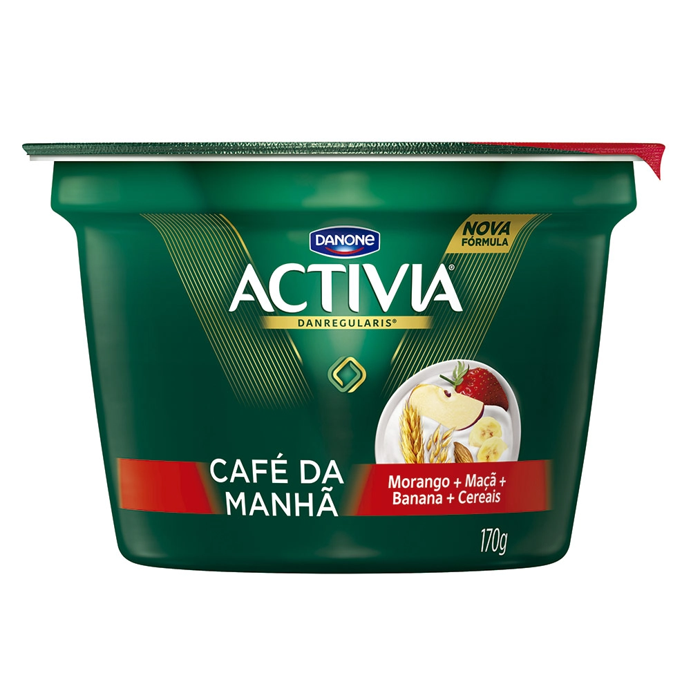 Leite Fermentado Morango, Maçã, Banana E Cereais Activia Pote 170g