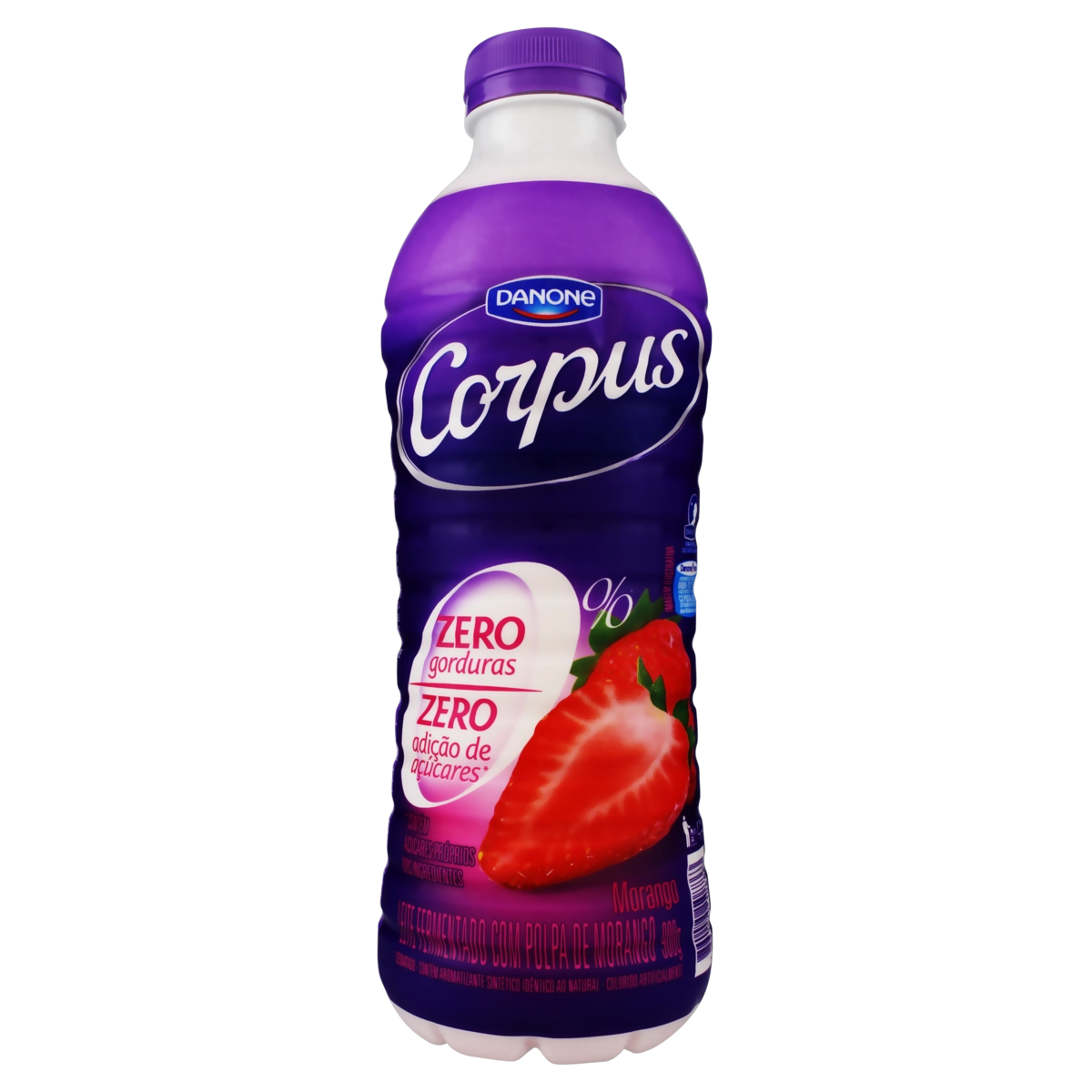 Leite Fermentado Desnatado Morango Corpus Garrafa 900g