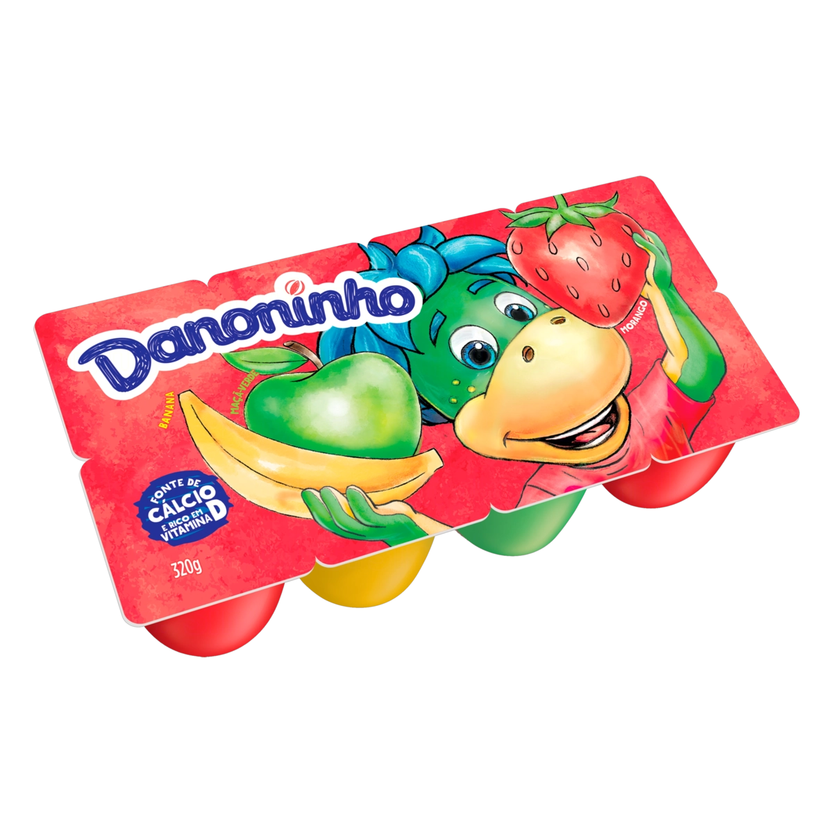 Queijo Petit Suisse Banana Maçã Verde Morango Danoninho Bandeja 320g 8 Unidades