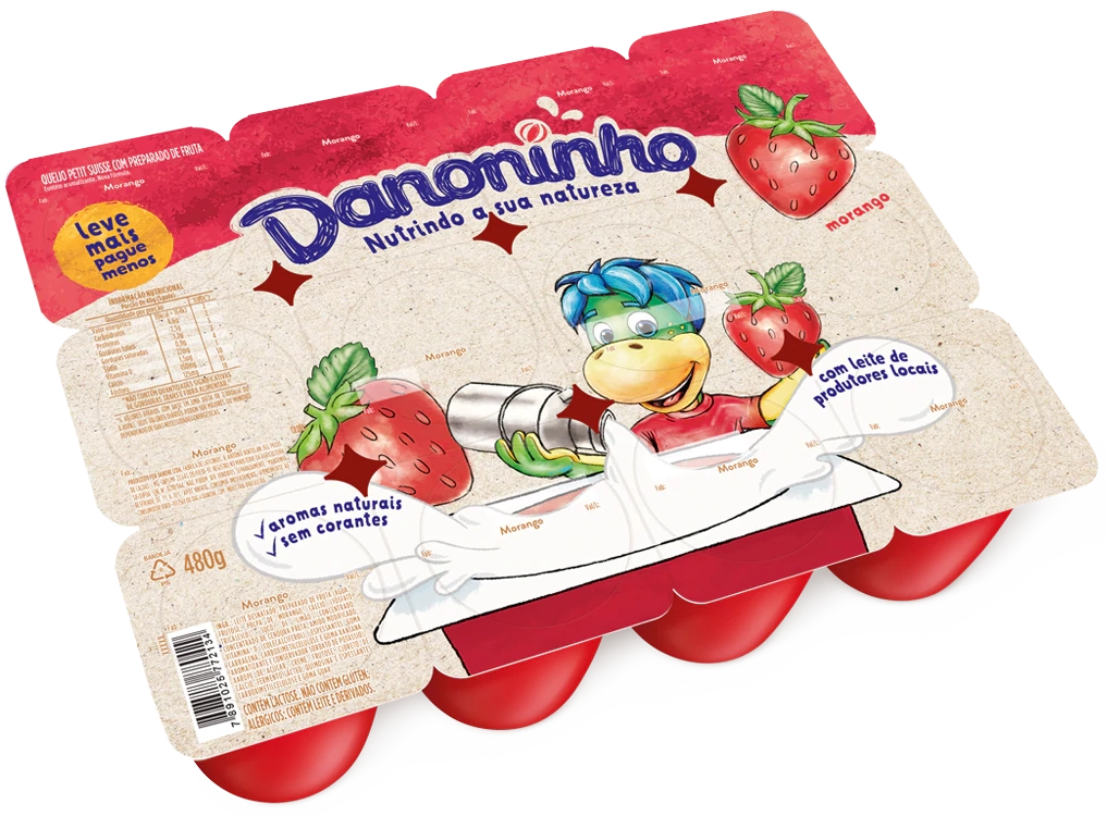 Queijo Petit Suisse Morango Danoninho Bandeja 480g Leve 12 Pague 10 Unidades