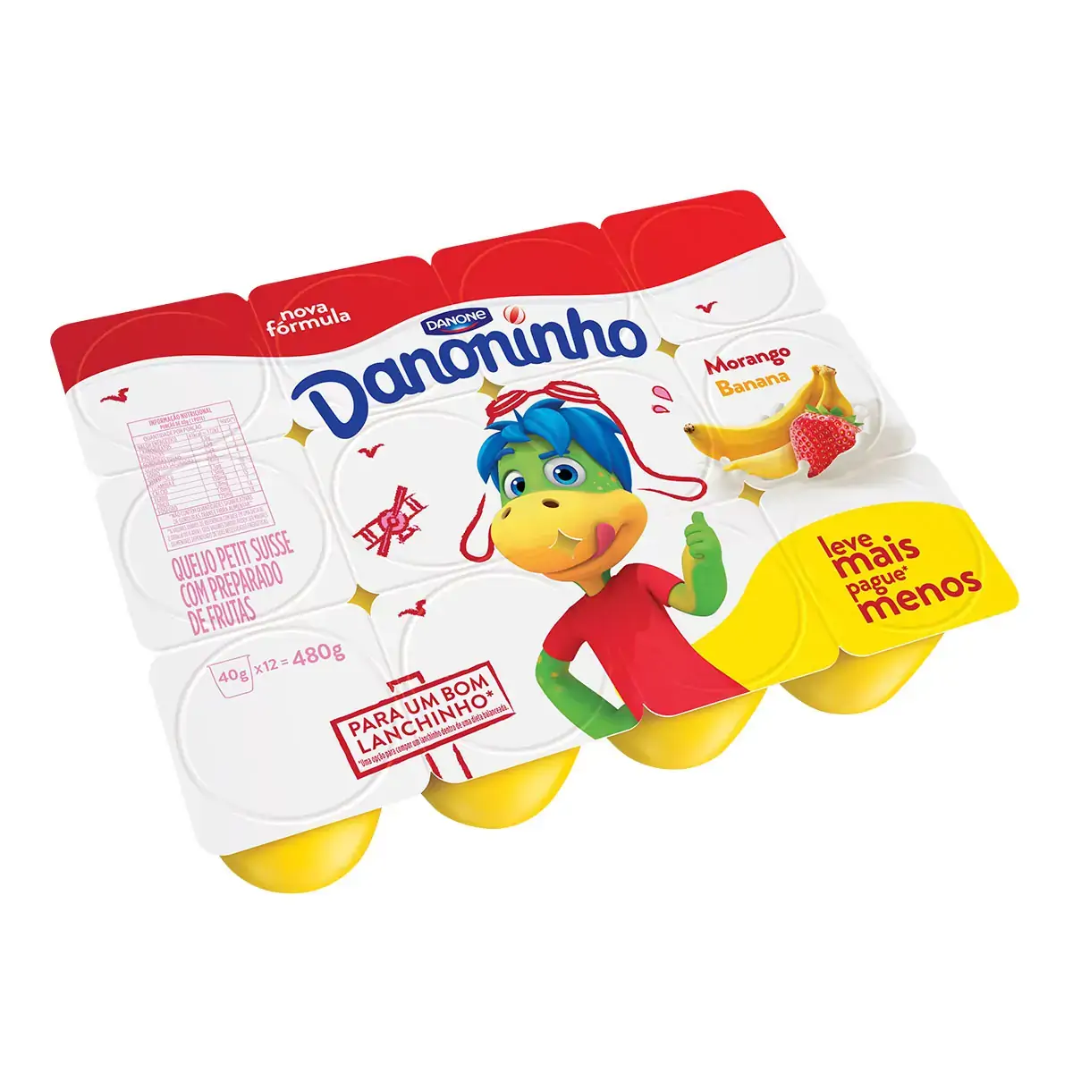 Queijo Petit Suisse Banana Maçã Verde Morango Danoninho Bandeja 480g Leve 12 Pague 10 Unidades