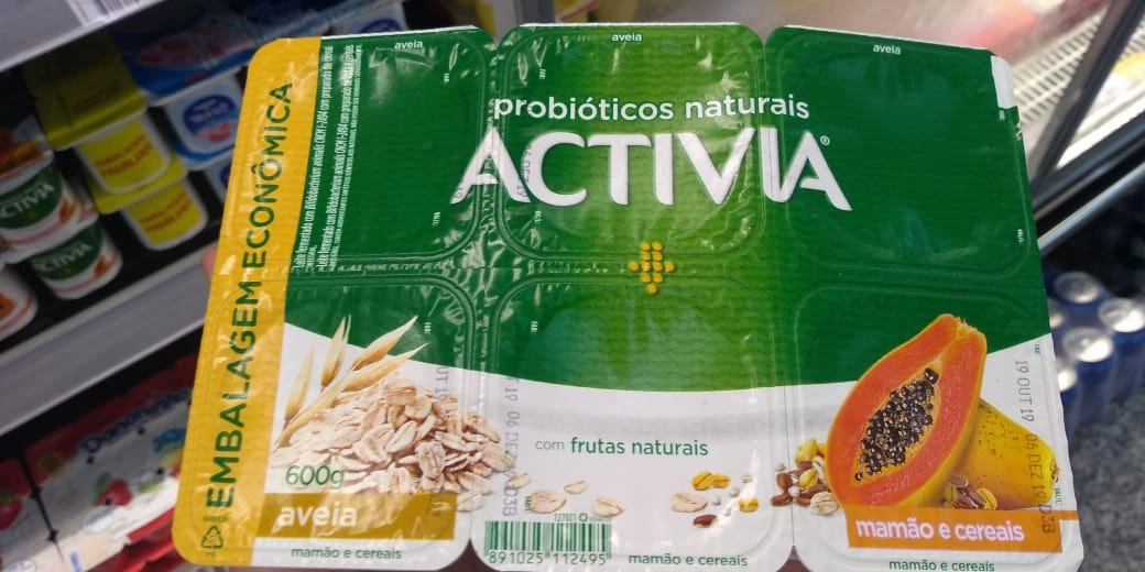 Leite Fermentado Integral Aveia Mamão E Cereais Activia Bandeja 600g 6 Unidades Embalagem Econômica