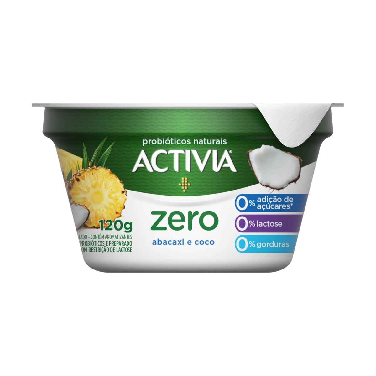 Leite Fermentado Abacaxi E Coco Zero Lactose Activia Pote 120g