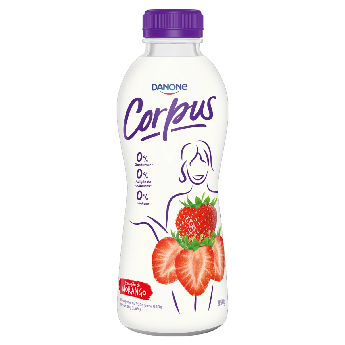 Iogurte Morango Zero Lactose Corpus Garrafa 850g