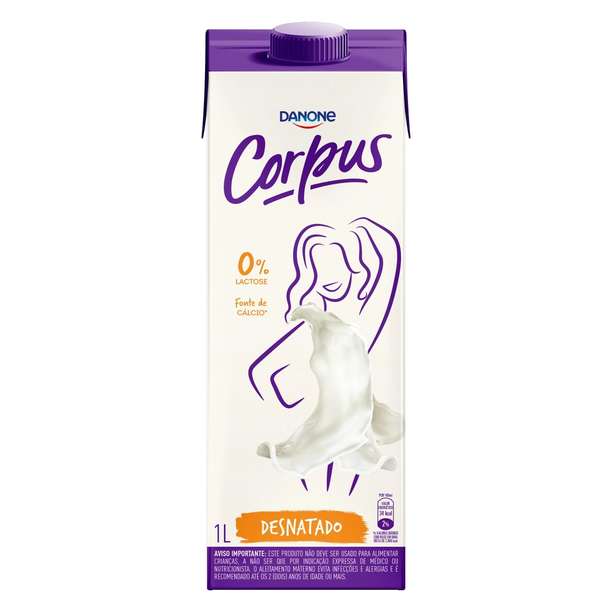 Leite Uht Desnatado Zero Lactose Corpus Caixa Com Tampa 1l