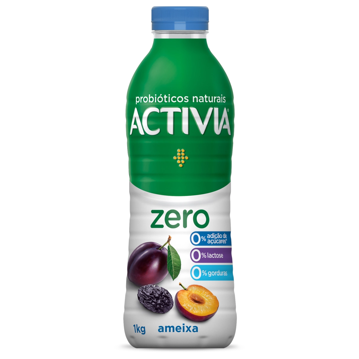 Leite Fermentado Desnatado Ameixa Light Zero Lactose Activia Zero Garrafa 1kg Embalagem Econômica