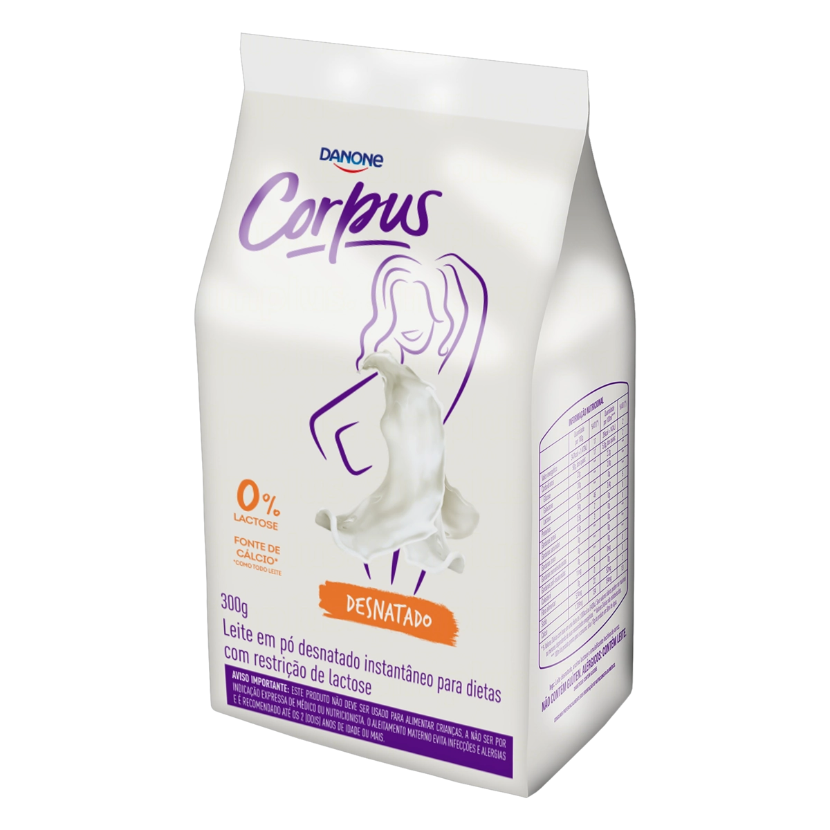Leite Pó Instantâneo Desnatado Zero Lactose Corpus Pacote 300g