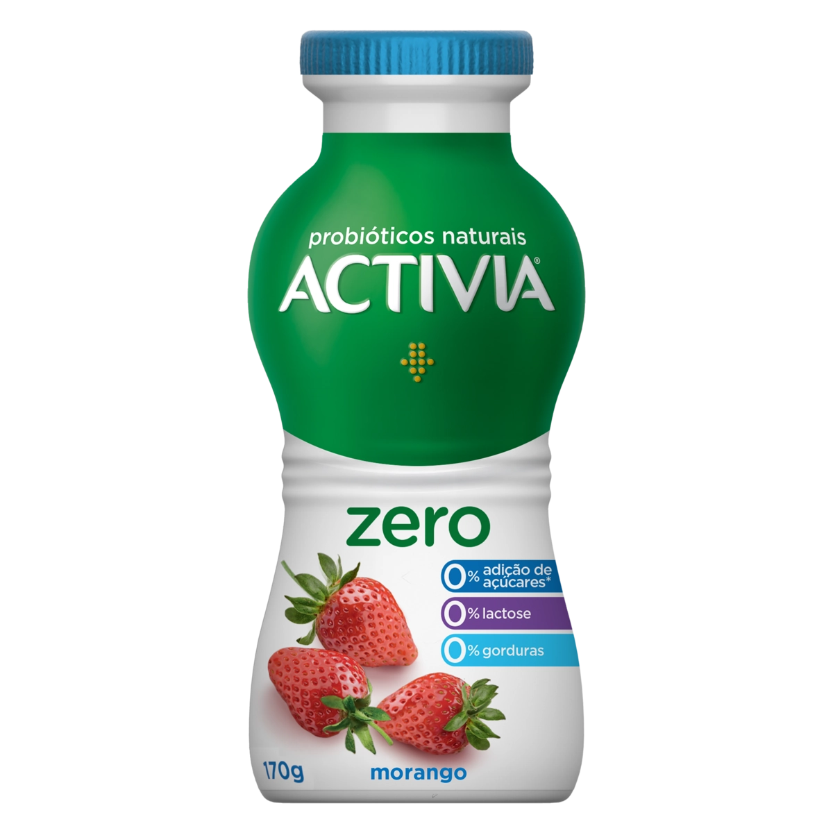 Leite Fermentado Desnatado Morango Light Zero Lactose Activia Zero Frasco 170g