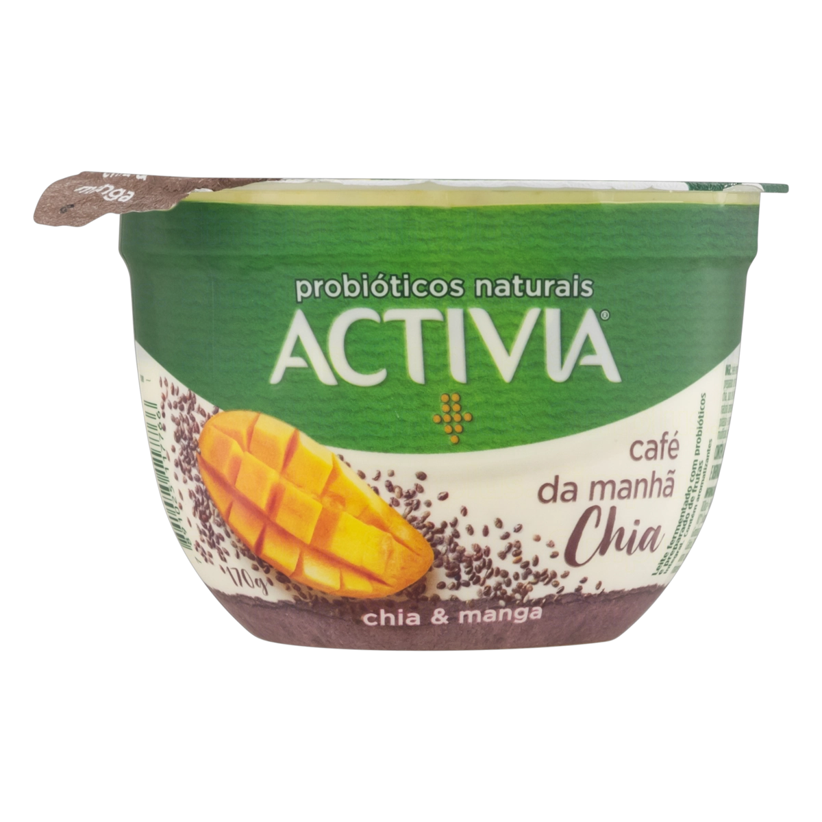 Leite Fermentado Integral Chia Manga Activia Café Da Manhã Pote 170g