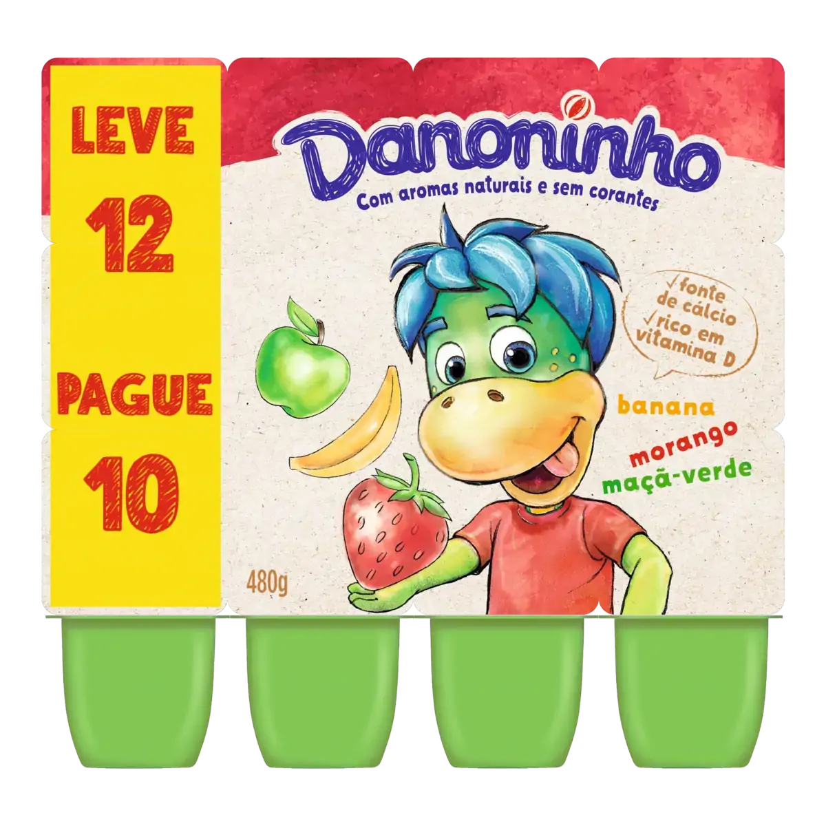 Queijo Petit Suisse Banana, Morango E Maçã Verde Danoninho Bandeja 480g Leve 12 Pague 10 Unidades