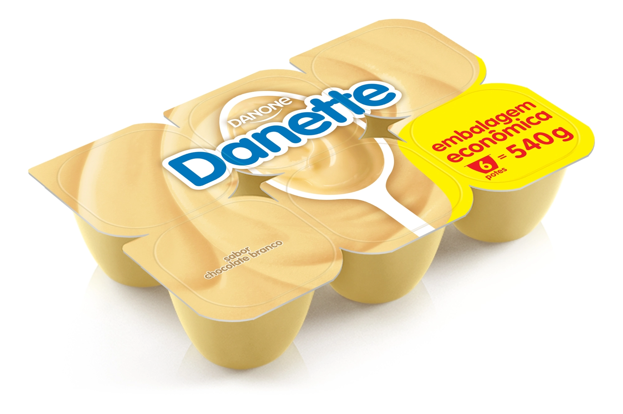 Sobremesa Láctea Chocolate Branco Danette Bandeja 540g 6 Unidades Embalagem Econômica