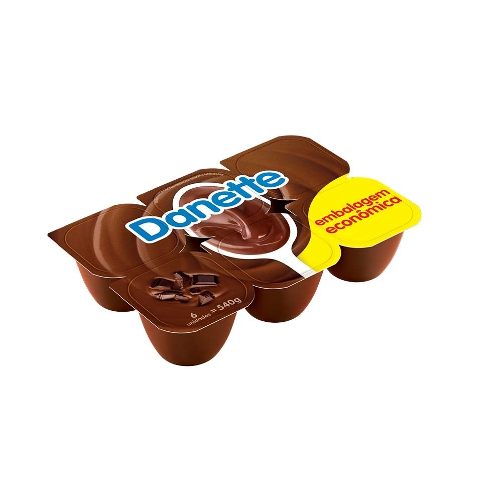 Sobremesa Láctea Chocolate Ao Leite Danette Bandeja 540g 6 Unidades Embalagem Econômica