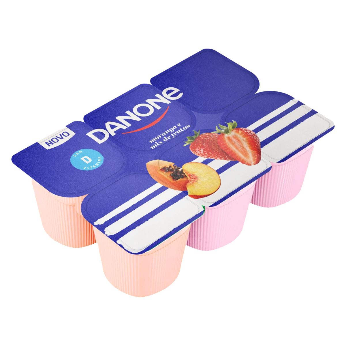 Bebida Láctea Fermentada Morango Mix De Frutas Danone Bandeja 510g 6 Unidades