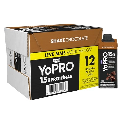 Pack Bebida Láctea Uht Chocolate Zero Lactose Yopro 15g High Protein Caixa 250ml Cada 12 Unidades Em