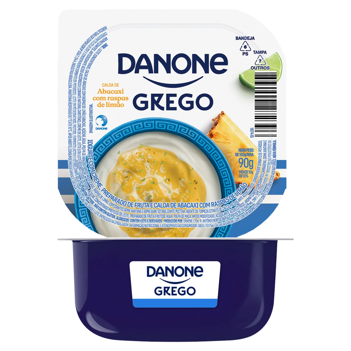 Iogurte Grego Calda Abacaxi Com Raspas De Limão Danone Pote 90g