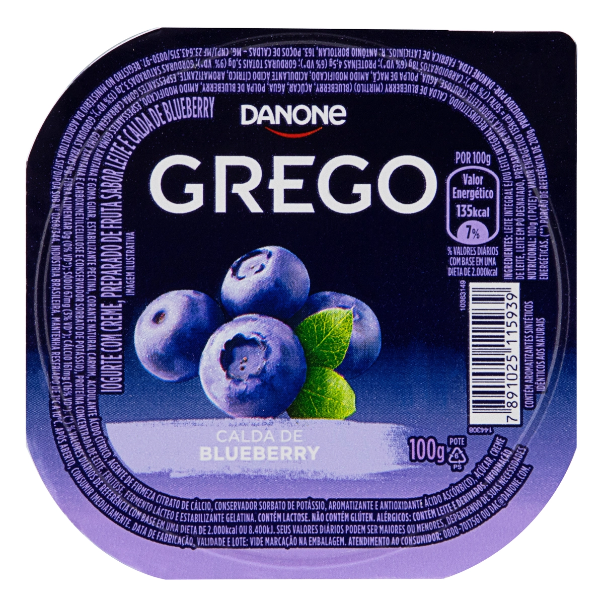 Iogurte Grego Calda Blueberry Danone Pote 90g